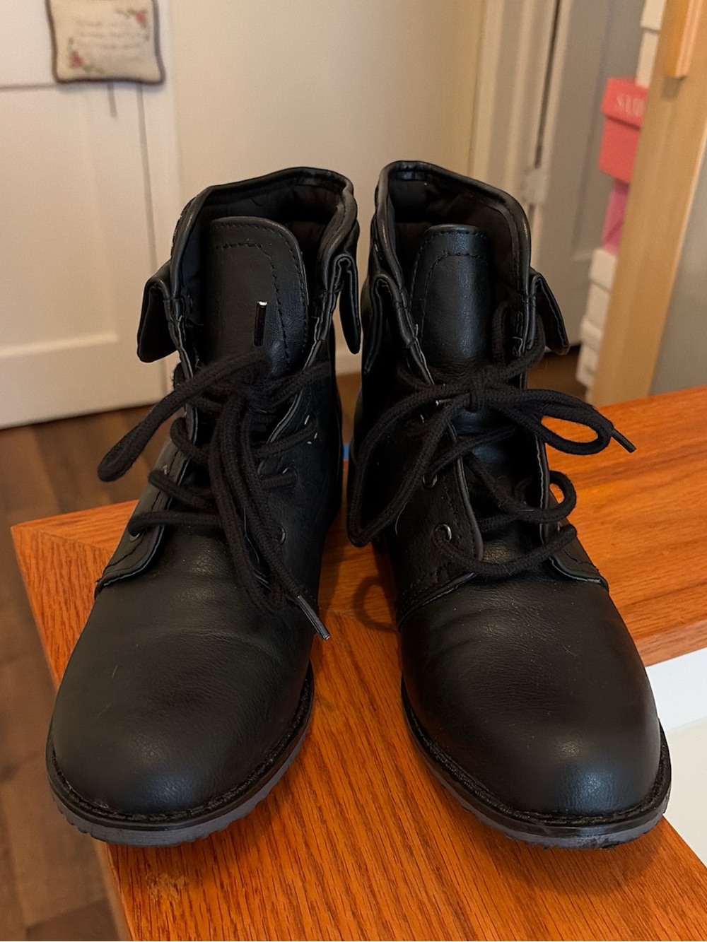 Black Lace-Up Combat Boots
